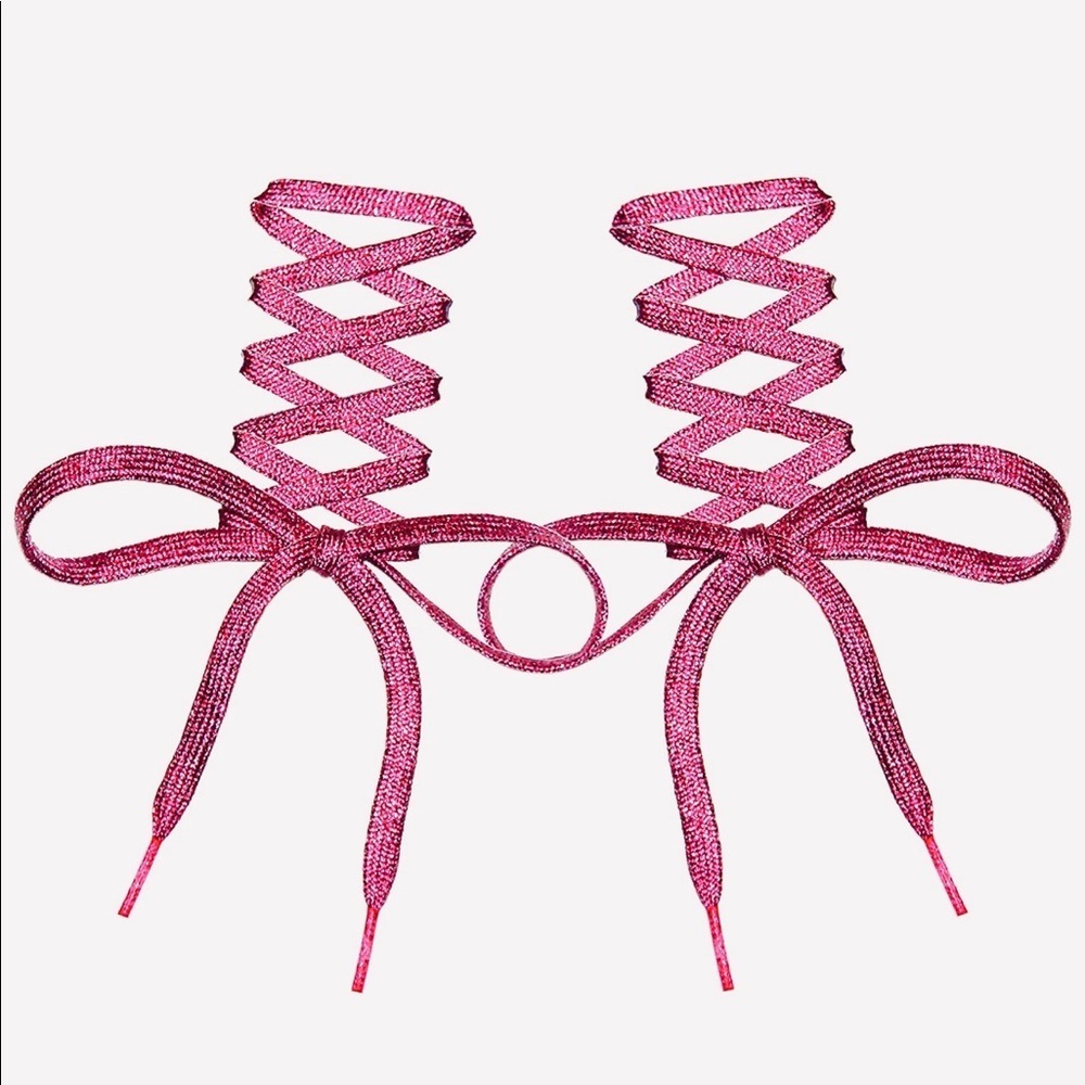 Pink metallic flat shoe laces!